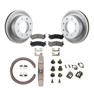 Rear Disc Coated Rotors Ceramic Pads Parking Shoes & Hardware Kit For GMC Sierra 1500 HD KGT-104090