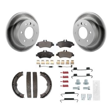Rear Disc Coated Rotors Ceramic Pads Parking Shoes & Hardware Kit For Sprinter 2500 Dodge KGT-104096