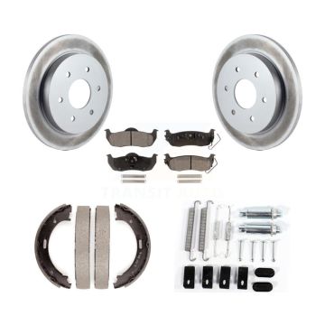 Rear Disc Coated Rotors Ceramic Pads Parking Shoes & Hardware Kit For Nissan TITAN Armada KGT-104097