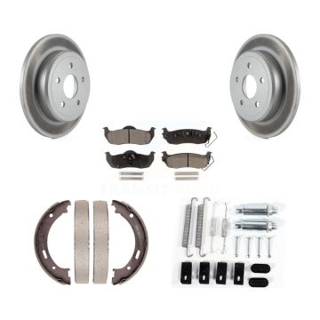 Rear Disc Coated Rotors Ceramic Pads Parking Shoes & Hardware Kit For Jeep Grand Cherokee KGT-104098