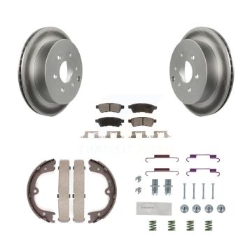 Rear Disc Coated Rotors Ceramic Pads Parking Brake Shoes Hardware Kit For Nissan Frontier KGT-104099