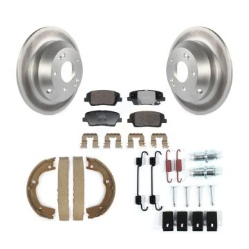 Rear Disc Coated Rotors Ceramic Pads Parking Shoes Hardware Kit For Hyundai Santa Fe Kia KGT-104100