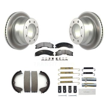 Rear Disc Coated Rotors Ceramic Pads Parking Shoes Hardware Kit For Chevrolet Express GMC KGT-104101