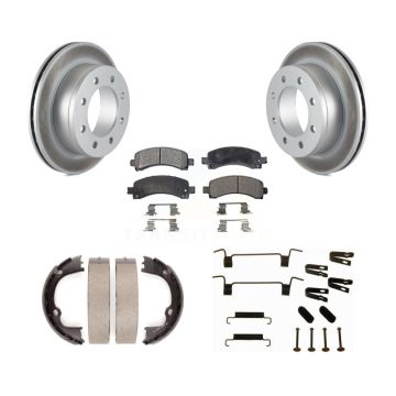 Rear Disc Coated Rotors Ceramic Pads Parking Shoes Hardware Kit For GMC Chevrolet Savana KGT-104103
