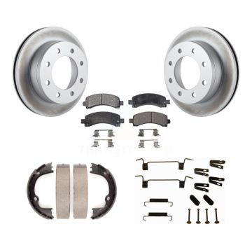 Rear Disc Coated Rotors Ceramic Pads Parking Shoes Hardware Kit For Chevrolet Express GMC KGT-104111