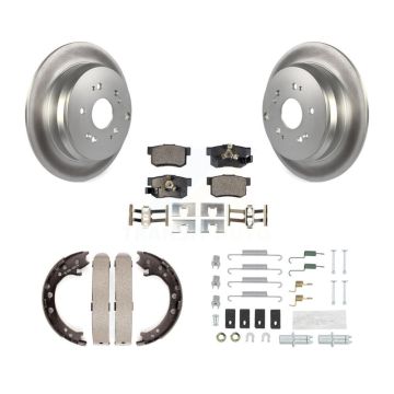 Rear Disc Coated Rotors Ceramic Pads Parking Shoes Hardware Kit For Honda CR-V Acura RDX KGT-104115