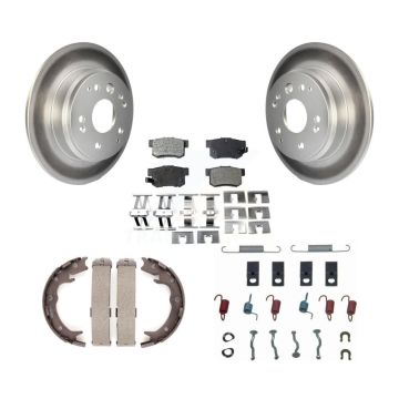 Rear Disc Coated Rotors Ceramic Pads Parking Brake Shoes Hardware Kit For Acura TL Honda KGT-104116