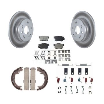 Rear Disc Coated Rotors Ceramic Pads Parking Shoes Hardware Kit For 2002-2004 Honda CR-V KGT-104117