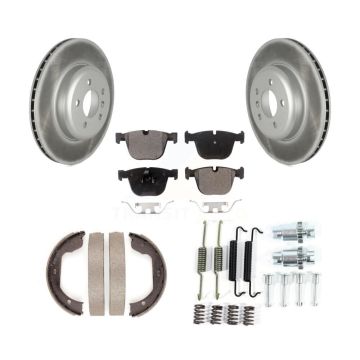 Rear Disc Coated Rotors Ceramic Pads Parking Shoes Hardware Kit For BMW 535i GT xDrive 7 KGT-104118