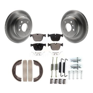 Rear Disc Coated Rotors Ceramic Pads Parking Shoes Hardware Kit For 2009 BMW X6 xDrive35i KGT-104122
