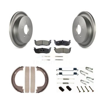 Rear Disc Coated Rotors Ceramic Pads Parking Shoes & Hardware Kit For Ford F-150 Heritage KGT-104125