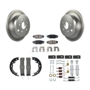 Rear Disc Coated Rotors Ceramic Pads Parking Shoes & Hardware Kit For Subaru Crosstrek XV KGT-104131