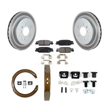 Rear Disc Coated Rotors Ceramic Pads Parking Shoes And Hardware Kit For Cadillac CTS STS KGT-104133