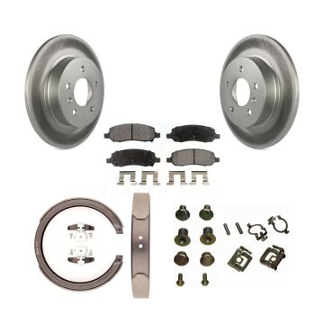 Rear Disc Coated Rotors Ceramic Pads Parking Brake Shoes & Hardware Kit For Cadillac DTS KGT-104139