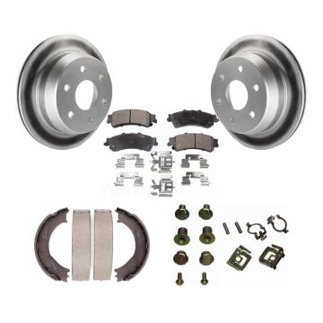 Rear Disc Coated Rotors Ceramic Pads Parking Shoes & Hardware Kit For Chevrolet Silverado KGT-104140