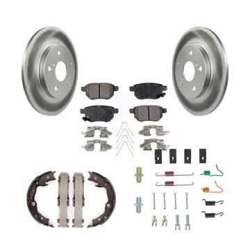 Rear Disc Coated Rotors Ceramic Pads Parking Shoes Hardware Kit For Toyota Matrix Pontiac KGT-104149