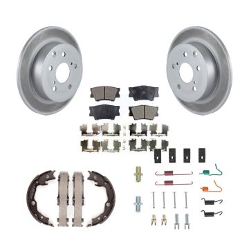 Rear Disc Coated Rotors Ceramic Pads Parking Shoes Hardware Kit For Toyota Matrix Pontiac KGT-104151