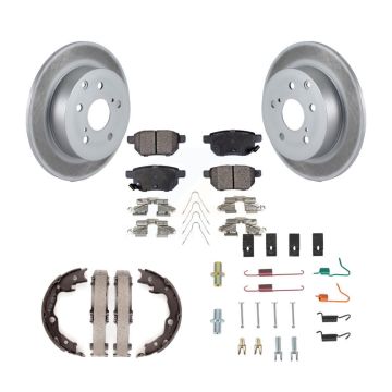 Rear Disc Coated Rotors Ceramic Pads Parking Shoes Hardware Kit For 10 Toyota Matrix XRS KGT-104152