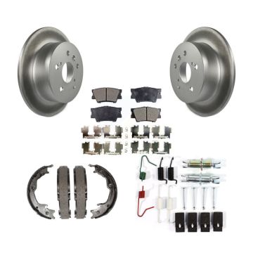 Rear Disc Coated Rotors Ceramic Pads Parking Shoes & Hardware Kit For Toyota Camry Lexus KGT-104154