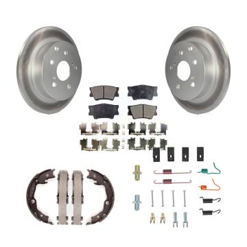 Rear Disc Coated Rotors Ceramic Pads Parking Shoes And Hardware Kit For Toyota RAV4 Lexus KGT-104155