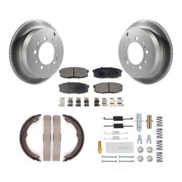 Rear Disc Coated Rotors Ceramic Pads Parking Shoes Hardware Kit For Toyota Tundra Sequoia KGT-104156