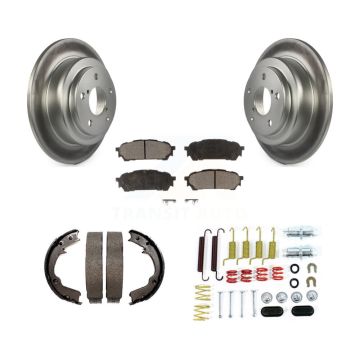 Rear Disc Coated Rotors Ceramic Pads Parking Shoes & Hardware Kit For Subaru Impreza Saab KGT-104157