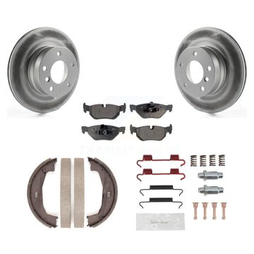 Rear Disc Coated Rotors Ceramic Pads Parking Shoes & Hardware Kit For 2008-2013 BMW 128i KGT-104160