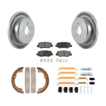 Rear Disc Coated Rotors Ceramic Pads Parking Shoes & Hardware Kit For Jeep Liberty Dodge KGT-104162