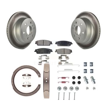 Rear Disc Coated Rotors Ceramic Pads Parking Shoes Hardware Kit For 2013 GMC Sierra 1500 KGT-104165