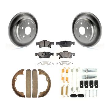 Rear Disc Coated Rotors Ceramic Pads Parking Shoes & Hardware Kit For Dodge Durango Jeep KGT-104172