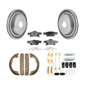 Rear Disc Coated Rotors Ceramic Pads Parking Shoes & Hardware Kit For Jeep Grand Cherokee KGT-104173