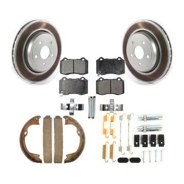 Rear Disc Coated Rotors Ceramic Pads Parking Shoes & Hardware Kit For Jeep Grand Cherokee KGT-104174