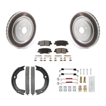 Rear Disc Coated Rotors Ceramic Pads Parking Brake Shoes & Hardware Kit For Cadillac CTS KGT-104179