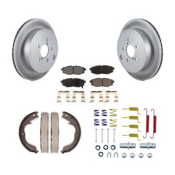 Rear Disc Coated Rotors Ceramic Pads Parking Shoes Hardware Kit For Subaru Outback Legacy KGT-104180