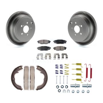 Rear Disc Coated Rotors Ceramic Pads Parking Shoes Hardware Kit For Subaru Outback Legacy KGT-104181