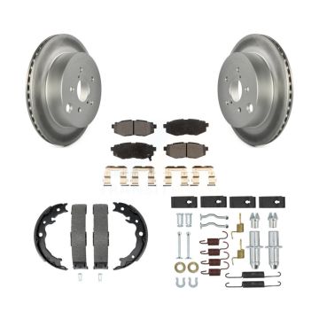 Rear Disc Coated Rotors Ceramic Pads Parking Shoes Hardware Kit For Subaru Forester 2.0L KGT-104182