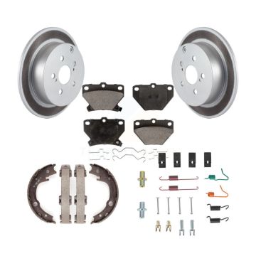 Rear Disc Coated Rotors Ceramic Pads Parking Shoes Hardware Kit For Toyota Corolla Matrix KGT-104184