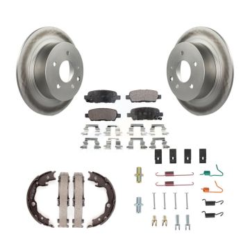 Rear Disc Coated Rotors Ceramic Pads Parking Shoes & Hardware Kit For Nissan Sentra Juke KGT-104192
