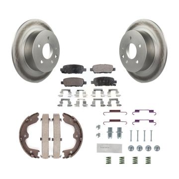 Rear Disc Coated Rotors Ceramic Pads Parking Shoes Hardware Kit For Nissan Altima Maxima KGT-104195