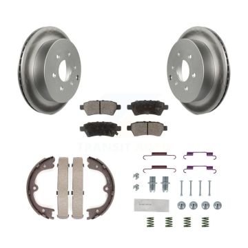 Rear Disc Coated Rotors Ceramic Pads Parking Shoes & Hardware Kit For 06-07 Nissan Xterra KGT-104203