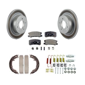 Rear Disc Coated Rotors Ceramic Pads Parking Shoes Hardware Kit For Jeep Patriot Chrysler KGT-104225