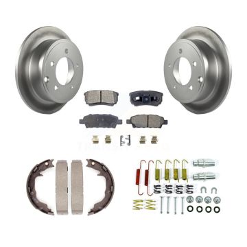 Rear Disc Coated Rotors Ceramic Pads Parking Shoes & Hardware Kit For Jeep Patriot Dodge KGT-104226