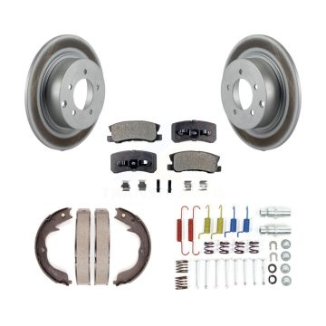Rear Disc Coated Rotors Ceramic Pads Parking Shoes Hardware Kit For Mitsubishi Outlander KGT-104232