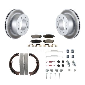 Rear Disc Coated Rotors Ceramic Pads Parking Shoes & Hardware Kit For Chevrolet Suburban KGT-104239