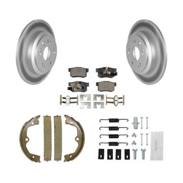 Rear Disc Coated Rotors Ceramic Pads Parking Brake Shoes & Hardware Kit For Honda Accord KGT-104240