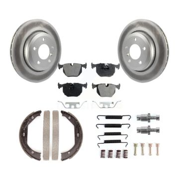 Rear Disc Coated Rotors Ceramic Pads Parking Shoes Hardware Kit For BMW 330Ci 330i 330xi KGT-104241