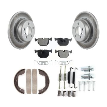 Rear Disc Coated Rotors Ceramic Pads Parking Brake Shoes And Hardware Kit For BMW X5 KGT-104242