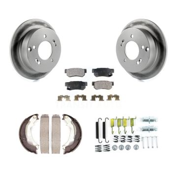 Rear Disc Coated Rotors Ceramic Pads Parking Shoes Hardware Kit For Hyundai Sonata XG350 KGT-104244