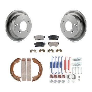 Rear Disc Coated Rotors Ceramic Pads Parking Shoes Hardware Kit For 2007-2010 Kia Optima KGT-104247