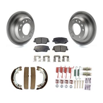Rear Disc Coated Rotors Ceramic Pads Parking Shoes & Hardware Kit For Kia Sedona Hyundai KGT-104248
